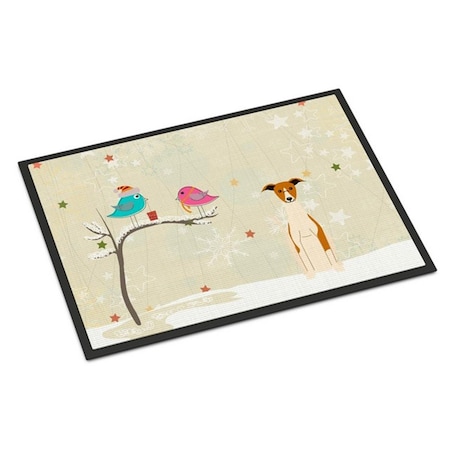 Jensendistributionservices Christmas Presents Between Friends Whippet Indoor or Outdoor Mat, 24 x 0.25 x 36 in. MI2549670